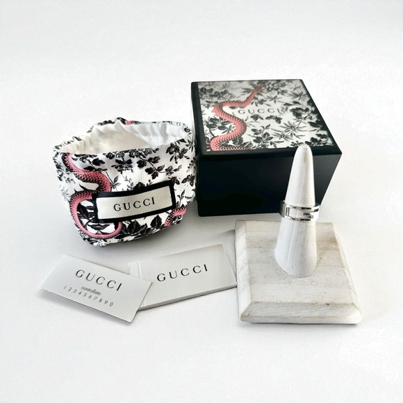 Gucci Jewelry - #43 Auth GUCCI 925 Silver Retro G Ring GORGEOUS! With Gucci Box & Dust Bag 7
